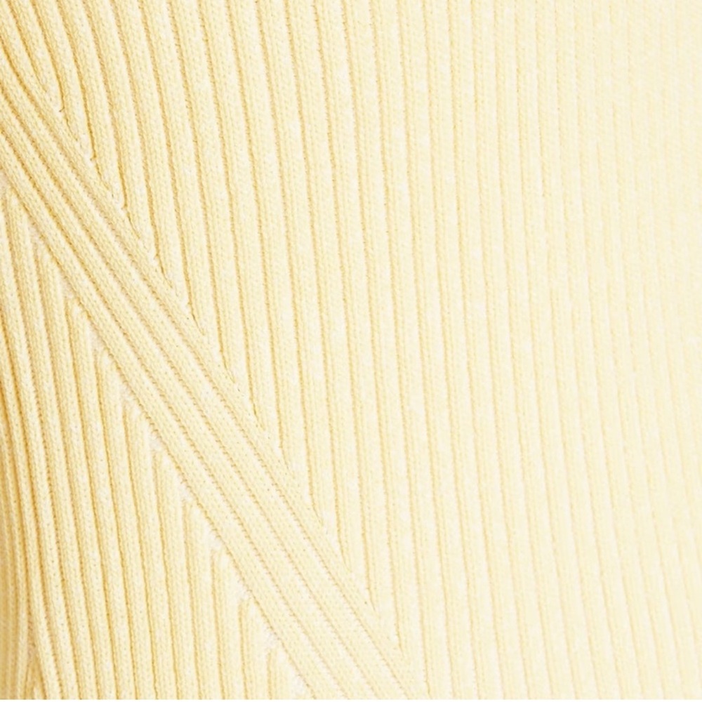 Ganni melange Pale Yellow Ribbed Scoop-Neck Knit midi Dress size medium - Picture 8 of 8